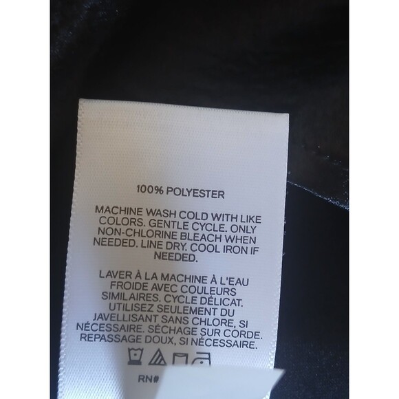 Express Womens Blouse Black Peplum Asymmetrical Top Medium Career Evening - Picture 15 of 15